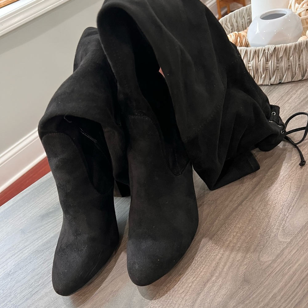 Thigh high suede boots